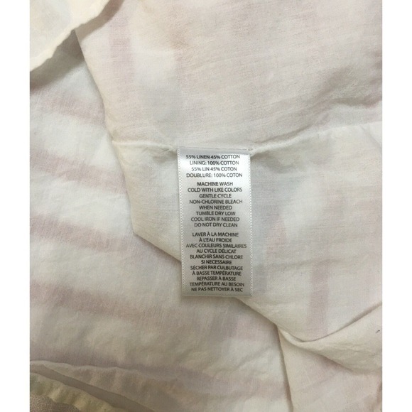 Beach Lunch Lounge Dress Womens L Linen Sleeveless Striped V Neck Beachy Pink - Picture 7 of 12